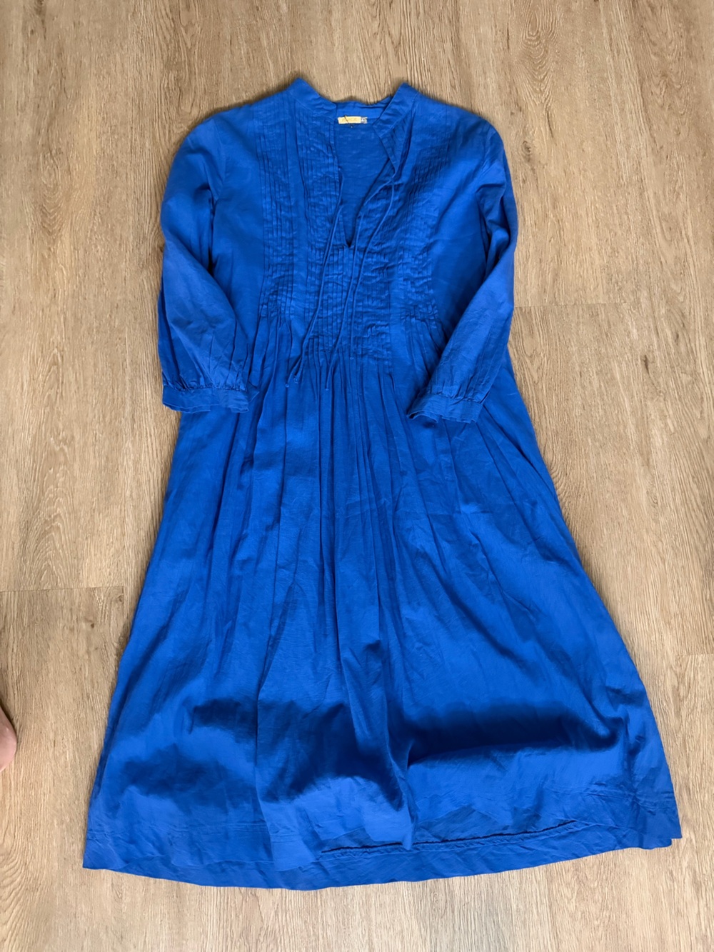 Matta Royal Blue Long Sleeve Gathered-Waist Dress